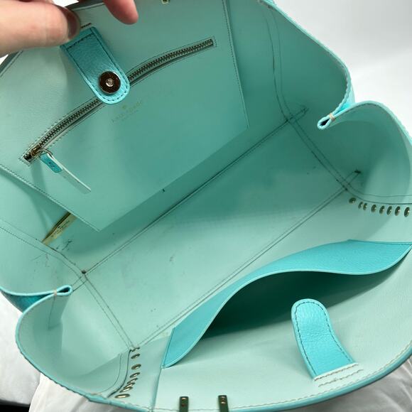 KATE SPADE NewYork Sanders Place Large Leather‎ Romily Tote Purse Atol Blue - Picture 8 of 13